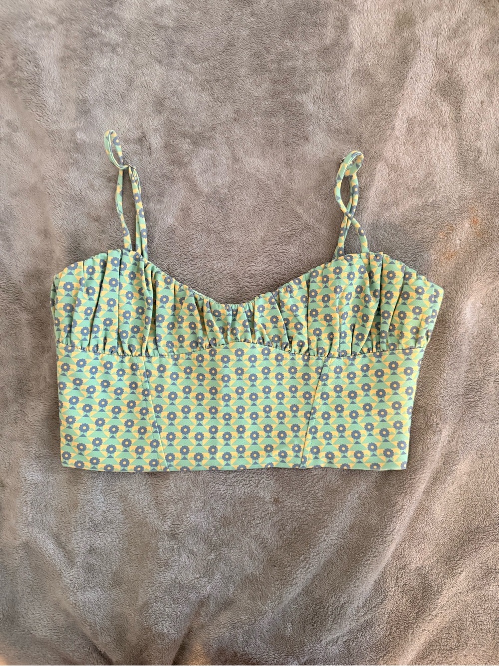 Zara Light Green Floral Bustier Cami